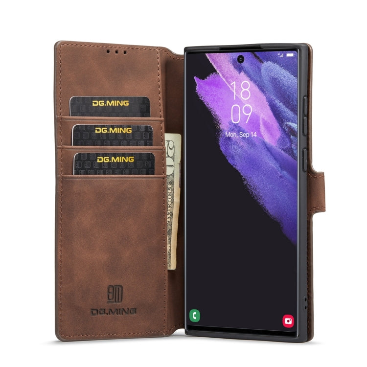 For Samsung Galaxy S23 Ultra 5G DG.MING Retro Oil Edge Flip Leather Phone Case(Coffee) - Galaxy S23 Ultra 5G Cases by DG.MING | Online Shopping UK | buy2fix