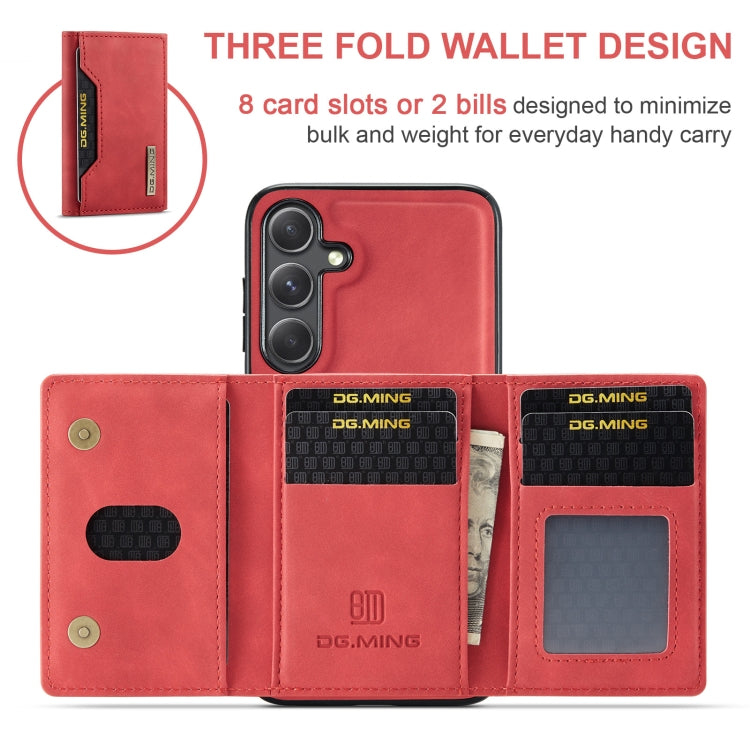 For Samsung Galaxy S24+ 5G DG.MING M2 Series 3-Fold Multi Card Bag + Magnetic Phone Case(Red) - Galaxy S24+ 5G Cases by DG.MING | Online Shopping UK | buy2fix