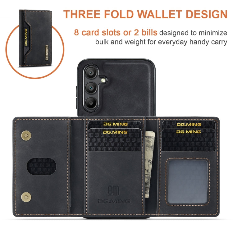 For Samsung Galaxy A15 5G / A15 4G DG.MING M2 Series 3-Fold Multi Card Bag + Magnetic Phone Case(Black) - Galaxy Phone Cases by DG.MING | Online Shopping UK | buy2fix