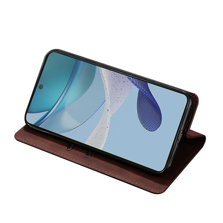 For Realme GT Neo5 SE Skin Feel Magnetic Leather Phone Case(Dark Brown) - Realme Cases by buy2fix | Online Shopping UK | buy2fix