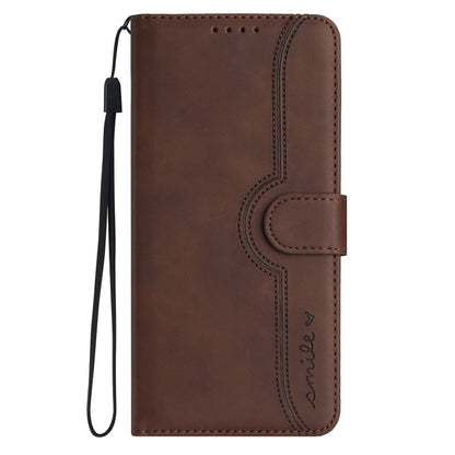 For Xiaomi 14 Pro Heart Pattern Skin Feel Leather Phone Case(Brown) - 14 Pro Cases by buy2fix | Online Shopping UK | buy2fix