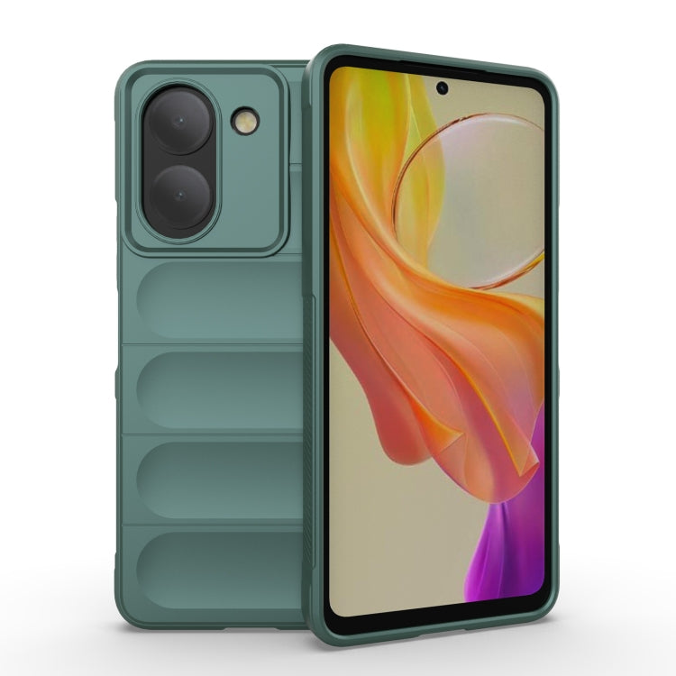 For vivo Y36 4G Magic Shield TPU + Flannel Phone Case(Dark Green) - vivo Cases by buy2fix | Online Shopping UK | buy2fix