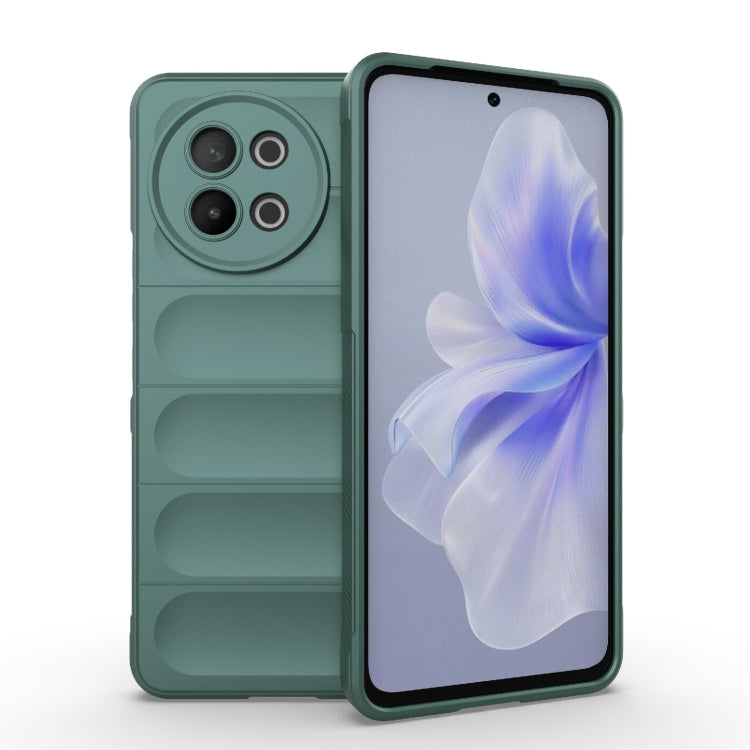 For vivo S18E 5G Magic Shield TPU + Flannel Phone Case(Dark Green) - vivo Cases by buy2fix | Online Shopping UK | buy2fix