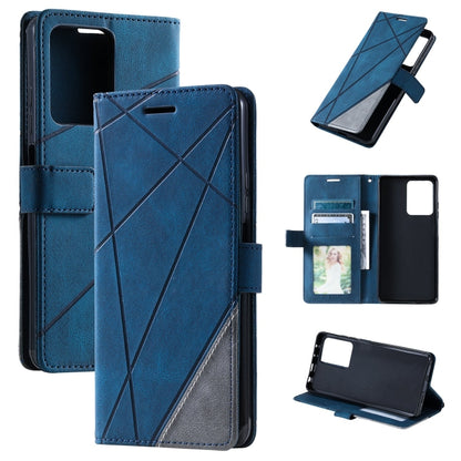 For Redmi Note 12 5G Skin Feel Splicing Leather Phone Case(Blue) - Xiaomi Cases by buy2fix | Online Shopping UK | buy2fix