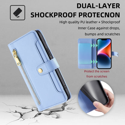 For Xiaomi 12S Ultra Sheep Texture Cross-body Zipper Wallet Leather Phone Case(Blue) -  by buy2fix | Online Shopping UK | buy2fix