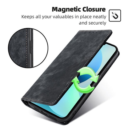 For Xiaomi 14 Pro RFID Anti-theft Brush Magnetic Leather Phone Case(Black) - 14 Pro Cases by buy2fix | Online Shopping UK | buy2fix