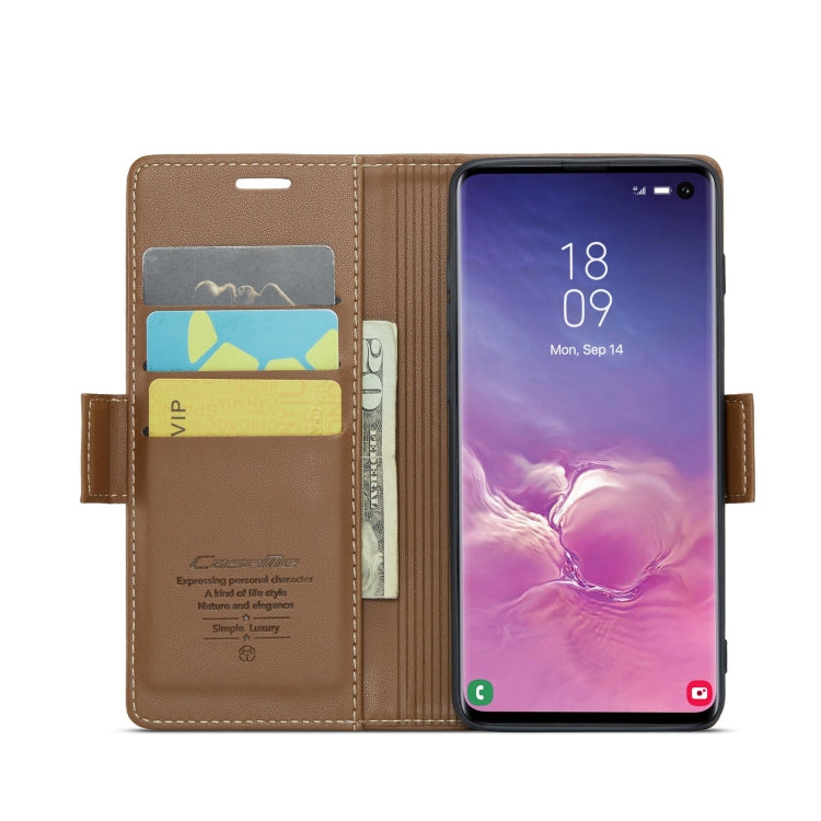 For Samsung Galaxy S10 CaseMe 023 Butterfly Buckle Litchi Texture RFID Anti-theft Leather Phone Case(Brown) - Galaxy Phone Cases by CaseMe | Online Shopping UK | buy2fix