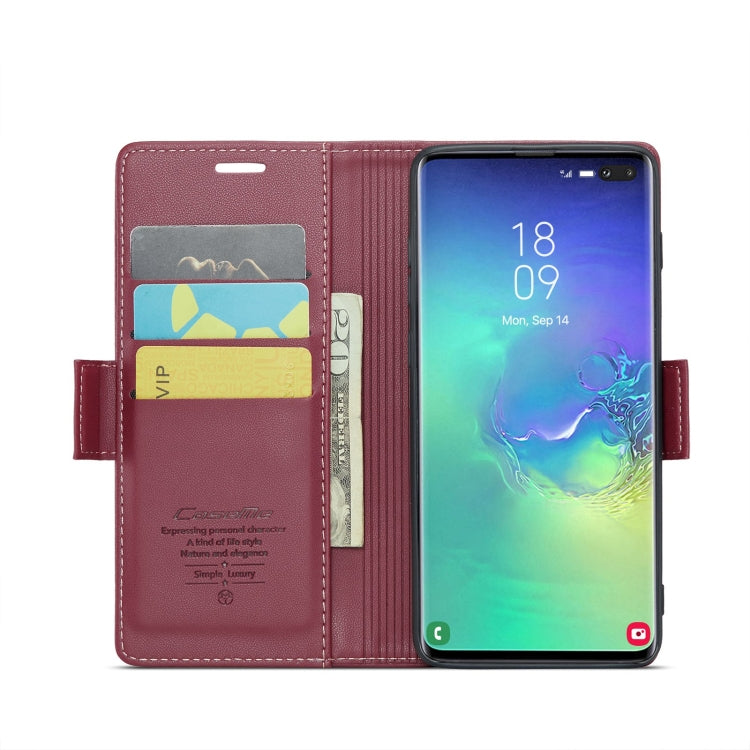 For Samsung Galaxy S10+ CaseMe 023 Butterfly Buckle Litchi Texture RFID Anti-theft Leather Phone Case(Wine Red) - Galaxy Phone Cases by CaseMe | Online Shopping UK | buy2fix