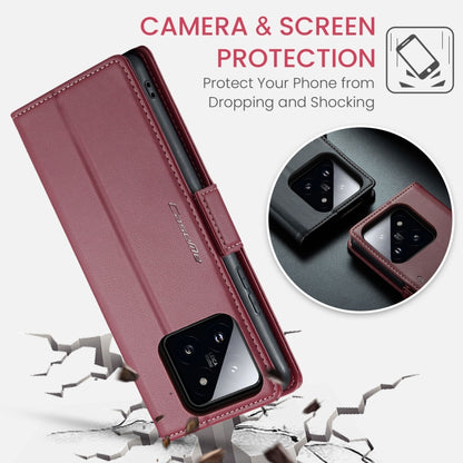 For Xiaomi 14 Pro CaseMe 023 Butterfly Buckle Litchi Texture RFID Anti-theft Leather Phone Case(Wine Red) - 14 Pro Cases by CaseMe | Online Shopping UK | buy2fix