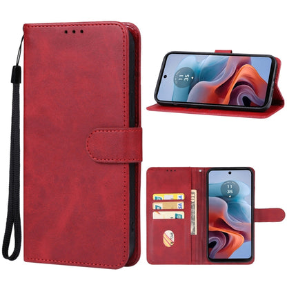 For Motorola Moto G34 Leather Phone Case(Red) - Motorola Cases by buy2fix | Online Shopping UK | buy2fix