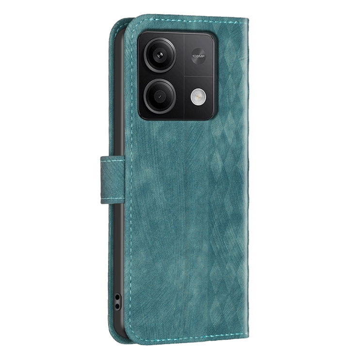 For Xiaomi Redmi Note 13 4G Global Plaid Embossed Leather Phone Case(Green) - Note 13 Cases by buy2fix | Online Shopping UK | buy2fix