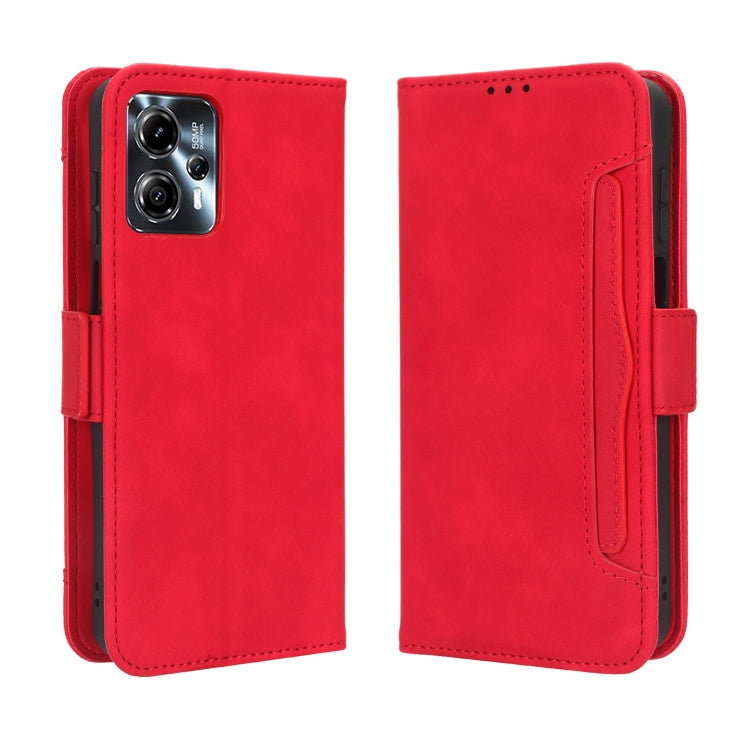 For Motorola Moto G53 / G13 Skin Feel Calf Texture Card Slots Leather Phone Case(Red) - Motorola Cases by buy2fix | Online Shopping UK | buy2fix