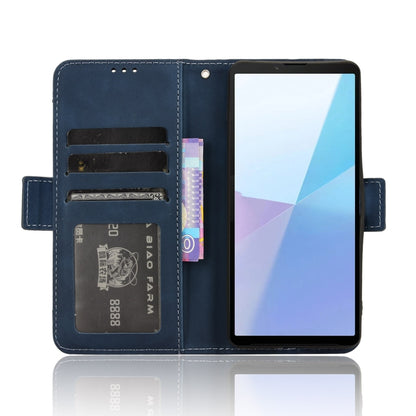 For Sony Xperia 10 VI 2024 Skin Feel Calf Texture Card Slots Leather Phone Case(Blue) - Sony Cases by buy2fix | Online Shopping UK | buy2fix