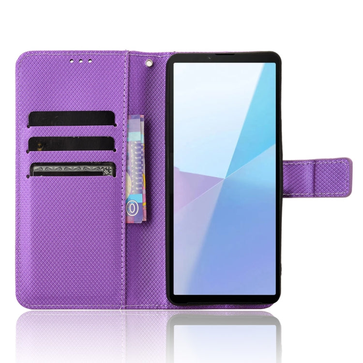 For Sony Xperia 10 VI 2024 Diamond Texture Leather Phone Case(Purple) - Sony Cases by buy2fix | Online Shopping UK | buy2fix