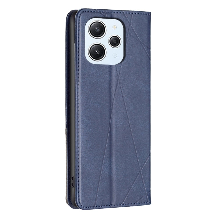 For Xiaomi Redmi 12 4G Rhombus Texture Magnetic Leather Phone Case(Blue) - Xiaomi Cases by buy2fix | Online Shopping UK | buy2fix