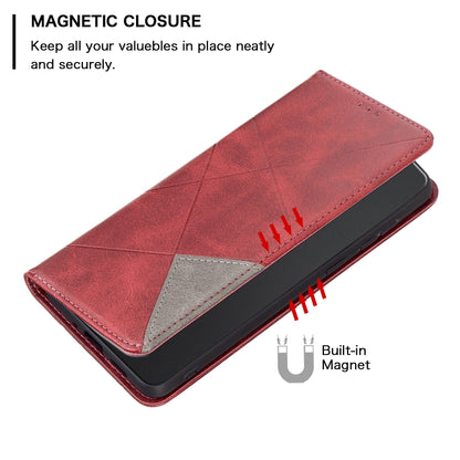 For Xiaomi Redmi Note 13 Pro+ 5G Rhombus Texture Magnetic Leather Phone Case(Red) - Xiaomi Cases by buy2fix | Online Shopping UK | buy2fix