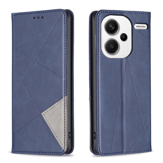 For Xiaomi Redmi Note 13 Pro+ 5G Rhombus Texture Magnetic Leather Phone Case(Blue) - Xiaomi Cases by buy2fix | Online Shopping UK | buy2fix