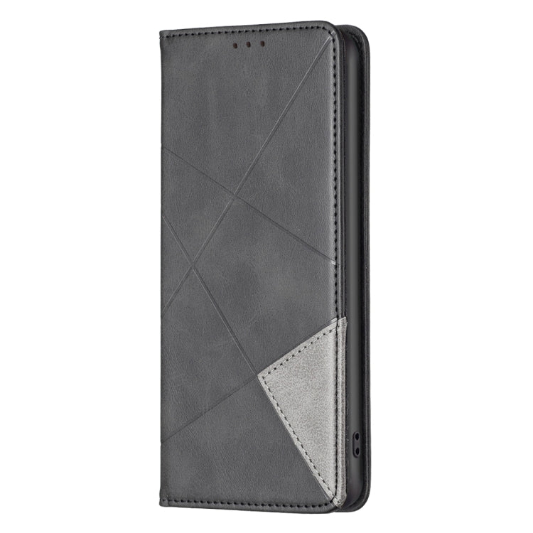 For Xiaomi Redmi 13C Rhombus Texture Magnetic Leather Phone Case(Black) - 13C Cases by buy2fix | Online Shopping UK | buy2fix