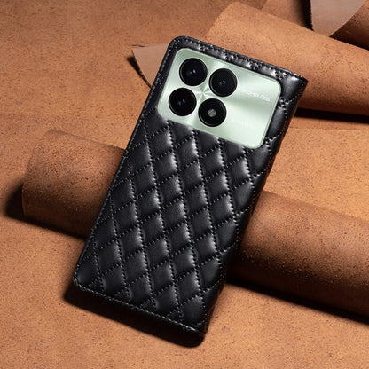 For Xiaomi Redmi K70 / K70 Pro Diamond Lattice Magnetic Leather Flip Phone Case(Black) - K70 Pro Cases by buy2fix | Online Shopping UK | buy2fix