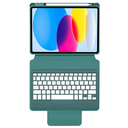 For iPad 10th Gen 10.9 2022 F10B 360 Rotation Acrylic Transparent Bluetooth Keyboard Leather Case(Green) - Universal by buy2fix | Online Shopping UK | buy2fix