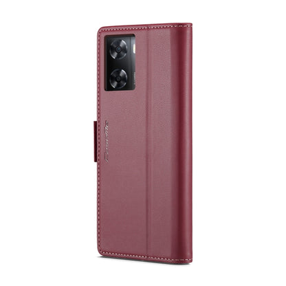 For OPPO A57 4G Global/A57s 4G Global CaseMe 023 Butterfly Buckle Litchi Texture RFID Anti-theft Leather Phone Case(Wine Red) - OPPO Cases by CaseMe | Online Shopping UK | buy2fix