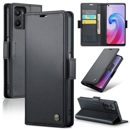 For OPPO A96 4G Global/A36 4G/K10 4G/A76 4G CaseMe 023 Butterfly Buckle Litchi Texture RFID Anti-theft Leather Phone Case(Black) - OPPO Cases by CaseMe | Online Shopping UK | buy2fix