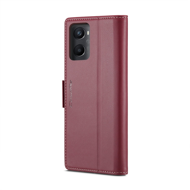 For OPPO A96 4G Global/A36 4G/K10 4G/A76 4G CaseMe 023 Butterfly Buckle Litchi Texture RFID Anti-theft Leather Phone Case(Wine Red) - OPPO Cases by CaseMe | Online Shopping UK | buy2fix