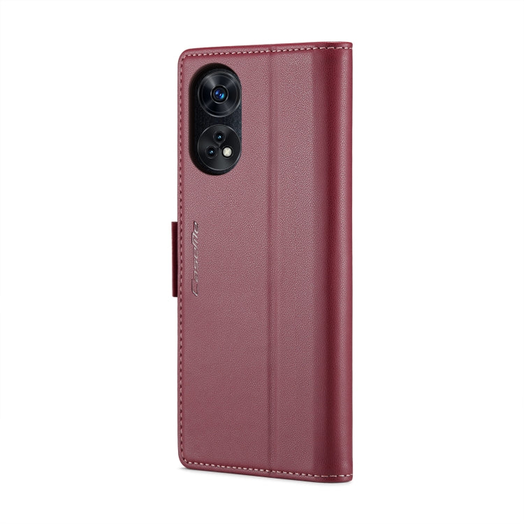 For OPPO Reno8 T 4G CaseMe 023 Butterfly Buckle Litchi Texture RFID Anti-theft Leather Phone Case(Wine Red) - OPPO Cases by CaseMe | Online Shopping UK | buy2fix