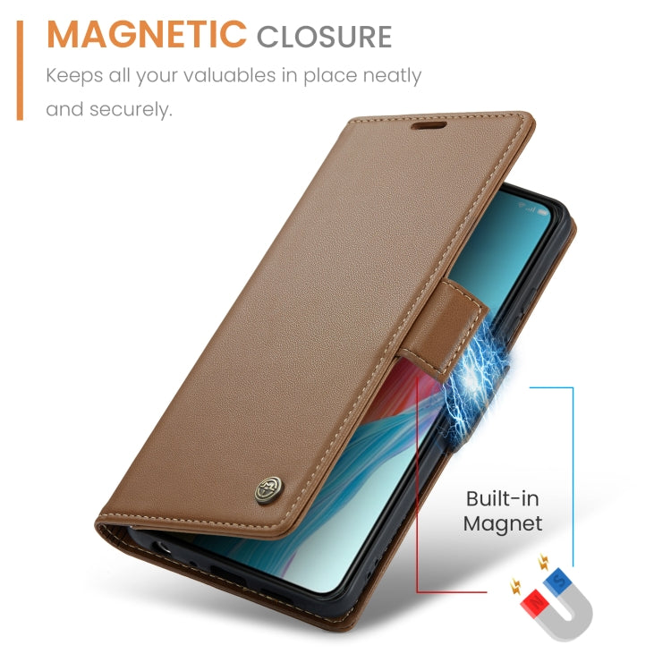 For OPPO A78 4G CaseMe 023 Butterfly Buckle Litchi Texture RFID Anti-theft Leather Phone Case(Brown) - OPPO Cases by CaseMe | Online Shopping UK | buy2fix