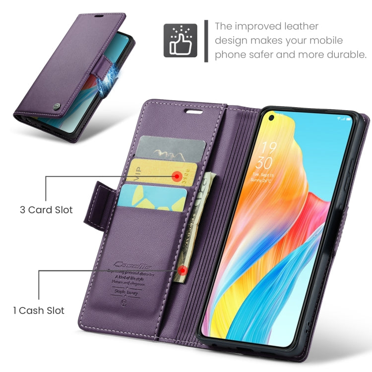 For OPPO A78 4G CaseMe 023 Butterfly Buckle Litchi Texture RFID Anti-theft Leather Phone Case(Pearly Purple) - OPPO Cases by CaseMe | Online Shopping UK | buy2fix