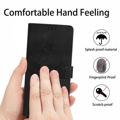 For iPhone 16 Pro Max Flower Butterfly Embossing Pattern Leather Phone Case(Black) - iPhone 16 Pro Max Cases by buy2fix | Online Shopping UK | buy2fix