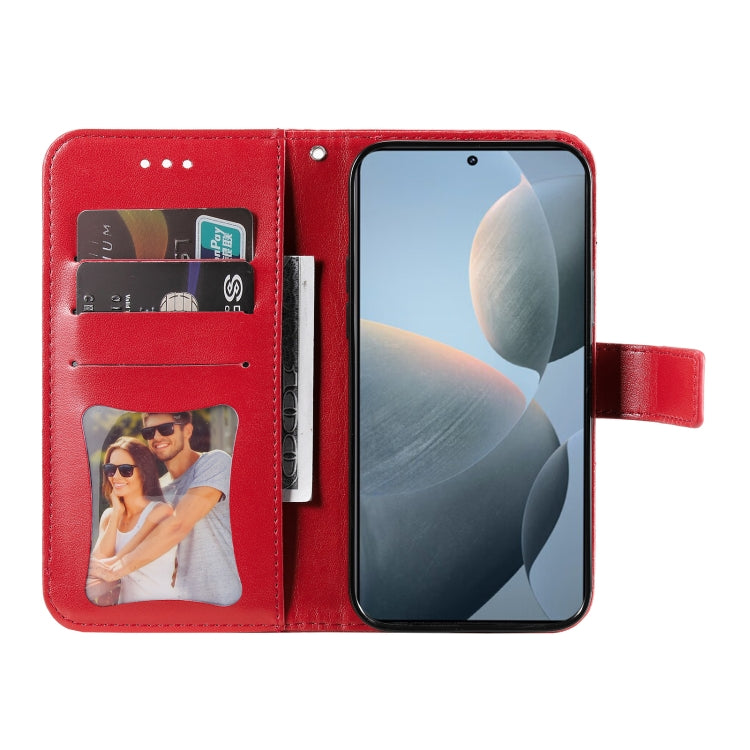 For Xiaomi Redmi K70 / K70 Pro 7-petal Flowers Embossing Leather Phone Case(Red) - K70 Pro Cases by buy2fix | Online Shopping UK | buy2fix