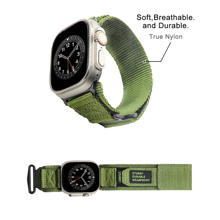 Nylon Two Section Watch Band For Apple Watch Ultra 49mm(Dark Green) - Watch Bands by buy2fix | Online Shopping UK | buy2fix