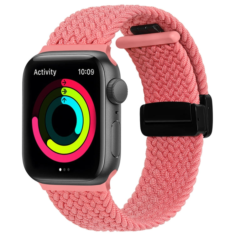 Magnetic Fold Clasp Woven Watch Band For Apple Watch 5 44mm(Pink) - Watch Bands by buy2fix | Online Shopping UK | buy2fix