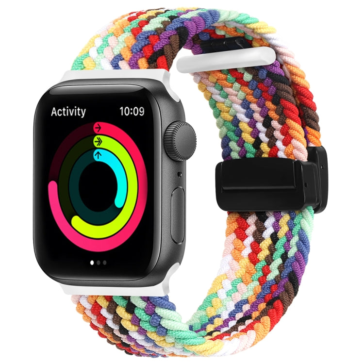 Magnetic Fold Clasp Woven Watch Band For Apple Watch 4 40mm(Rainbow Color) - Watch Bands by buy2fix | Online Shopping UK | buy2fix