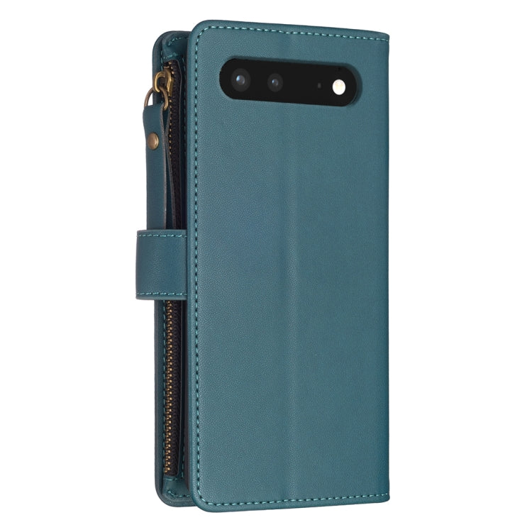 For Google Pixel 7 9 Card Slots Zipper Wallet Leather Flip Phone Case(Green) - Google Cases by buy2fix | Online Shopping UK | buy2fix