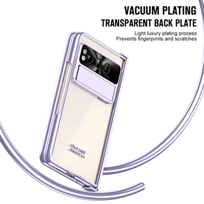 For Google Pixel Fold Integrated Electroplating Folding Phone Case with Pen Slot(Purple) - Google Cases by buy2fix | Online Shopping UK | buy2fix