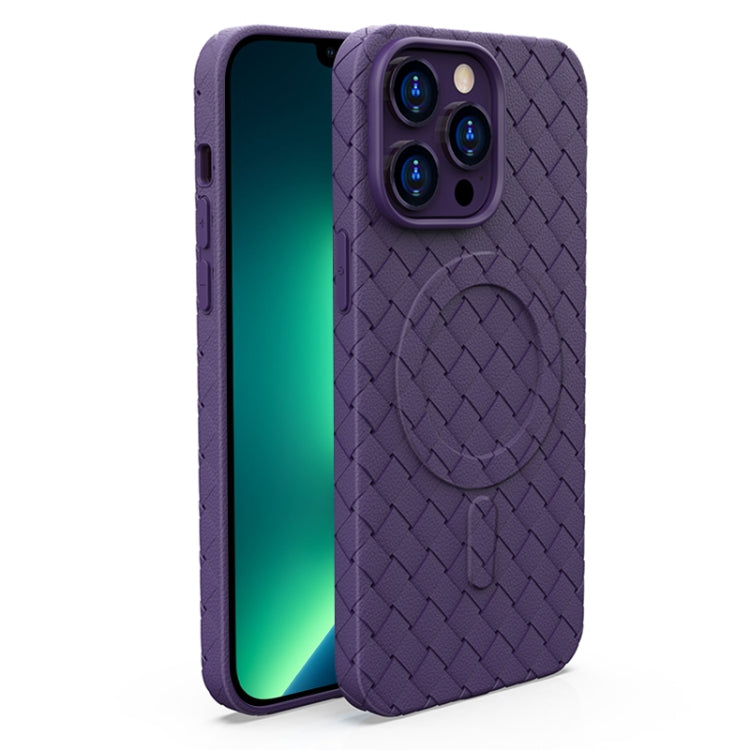 For iPhone 13 Pro Max Woven Pattern MagSafe Magnetic Cooling Phone Case(Purple) - iPhone 13 Pro Max Cases by buy2fix | Online Shopping UK | buy2fix