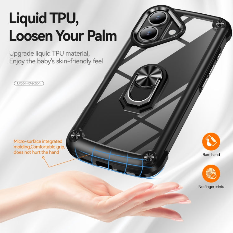 For iPhone 16 TPU + PC Lens Protection Phone Case with Ring Holder(Black) - iPhone 16 Cases by buy2fix | Online Shopping UK | buy2fix