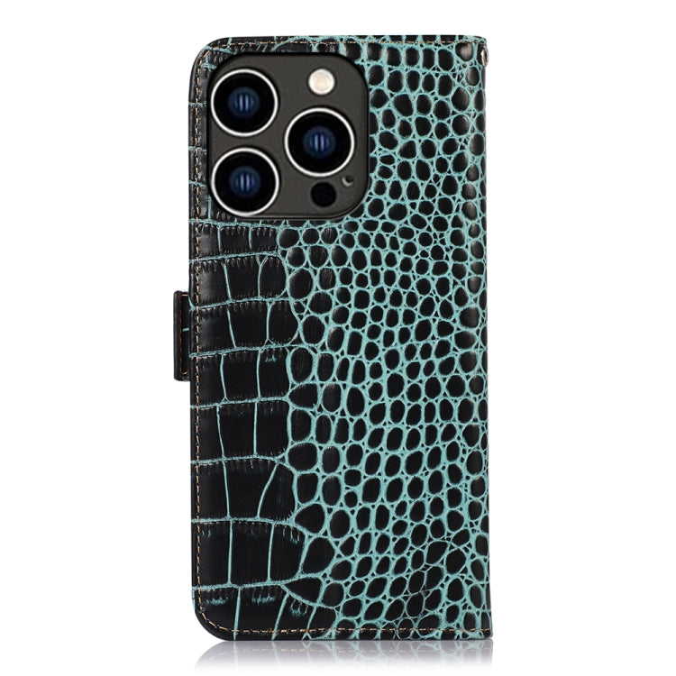 For iPhone 16 Pro Max Crocodile Top Layer Cowhide Leather Phone Case(Green) - iPhone 16 Pro Max Cases by buy2fix | Online Shopping UK | buy2fix