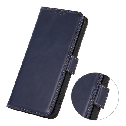 For iPhone 16 Crazy Horse Top Layer Cowhide Leather Phone Case(Blue) - iPhone 16 Cases by buy2fix | Online Shopping UK | buy2fix