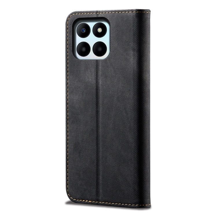 For Honor X8b 4G Global Denim Texture Flip Leather Phone Case(Black) - Honor Cases by buy2fix | Online Shopping UK | buy2fix