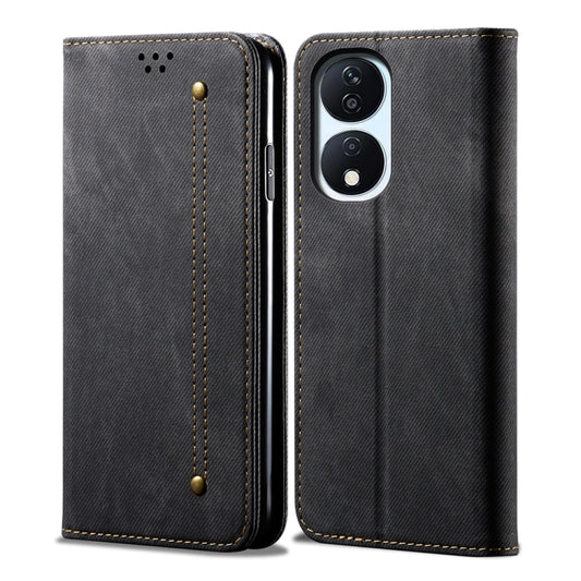 For Honor Play 8T 5G / X7b Denim Texture Flip Leather Phone Case(Black) - Honor Cases by buy2fix | Online Shopping UK | buy2fix