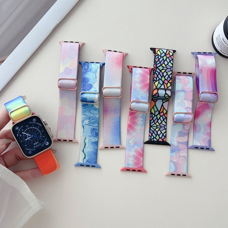 For Apple Watch Ultra 2 49mm Painted Pattern Nylon Replacement Watch Band(Flower Butterfly) - Watch Bands by buy2fix | Online Shopping UK | buy2fix