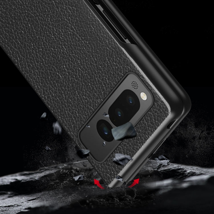 For Google Pixel Fold Litchi Pattern Foldable Protective Case(Black) - Google Cases by buy2fix | Online Shopping UK | buy2fix