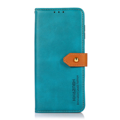 For OnePlus 13 KHAZNEH Dual-color Cowhide Texture Flip Leather Phone Case(Blue) - OnePlus Cases by buy2fix | Online Shopping UK | buy2fix