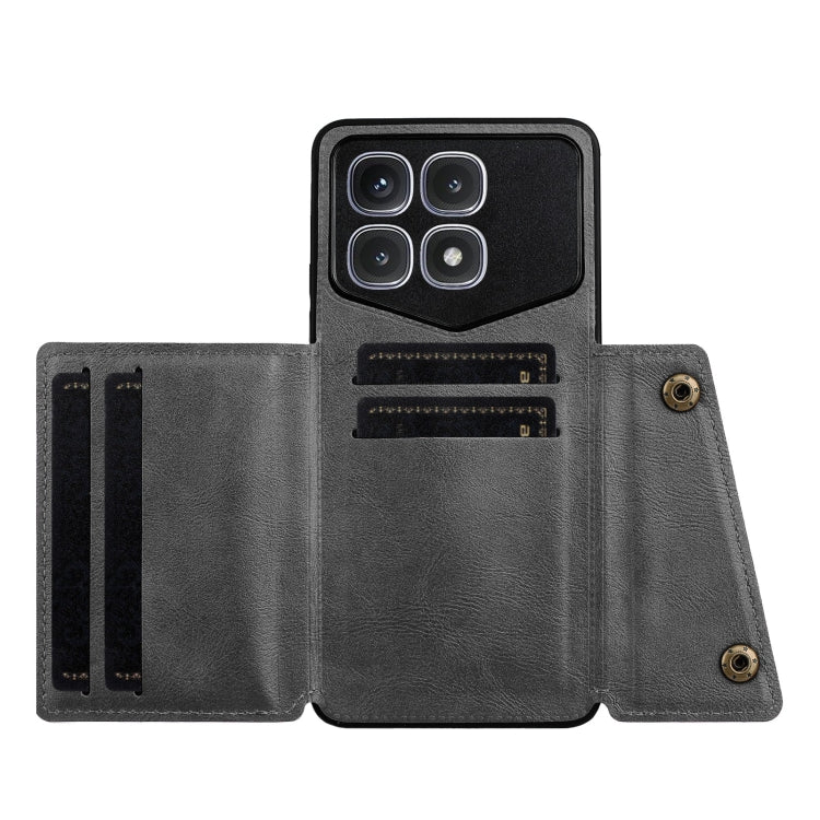 For Xiaomi Redmi K70 Ultra Double Buckle Card Slots Magnetic Phone Case(Grey) - Xiaomi Cases by buy2fix | Online Shopping UK | buy2fix