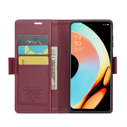 For Realme 10 Pro 5G CaseMe 023 Butterfly Buckle Litchi Texture RFID Anti-theft Leather Phone Case(Wine Red) - Realme Cases by CaseMe | Online Shopping UK | buy2fix