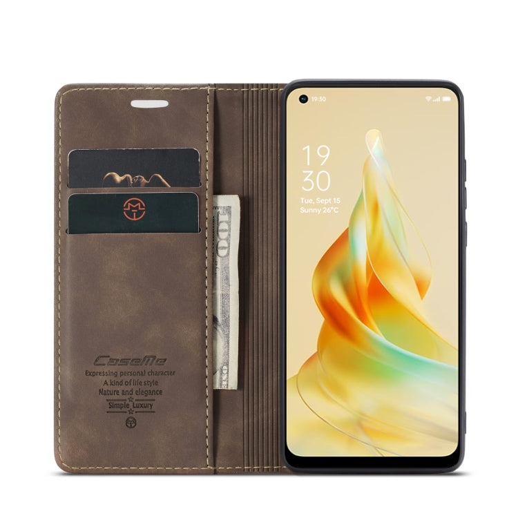 For OPPO Reno8 T 4G CaseMe 013 Multifunctional Horizontal Flip Leather Phone Case(Coffee) - OPPO Cases by CaseMe | Online Shopping UK | buy2fix