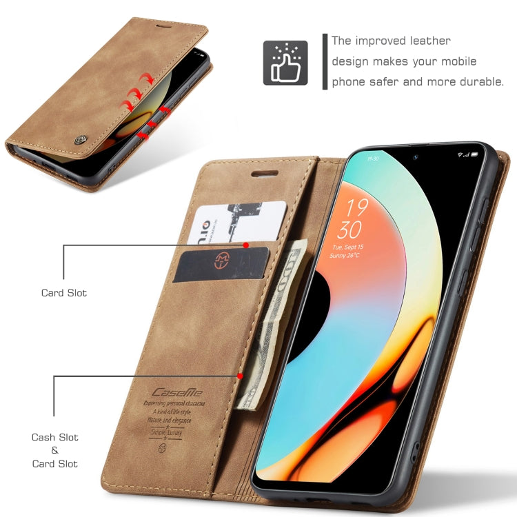 For Realme 10 Pro+ CaseMe 013 Multifunctional Horizontal Flip Leather Phone Case(Brown) - Realme Cases by CaseMe | Online Shopping UK | buy2fix